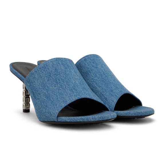 [New-Authentic] Givenchy G Cube Heel Mules - Medium Blue - Picture 2 of 12